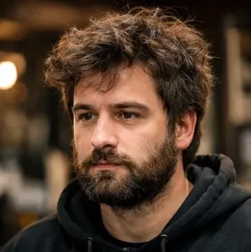 Cliente antes: cabelo e barba sem corte